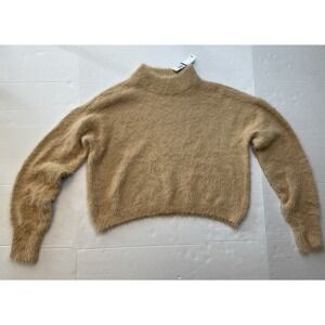Sun + Moon Women's Fuzzy Mockneck Sweater Beige Latte Color Size Extra Large